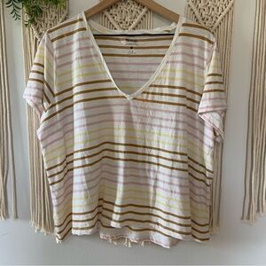 Casual Striped V-Neck Tee